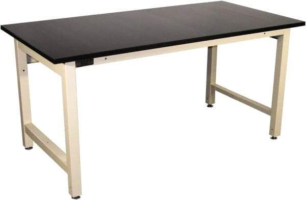 Proline - 72 Wide x 36" Deep x 36" High, Epoxy Resin Workbench - Adjustable Height Legs, Light Beige - Industrial Tool & Supply