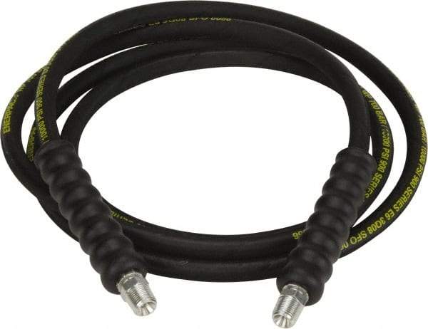 Enerpac - 1/4" Inside Diam x 3/8 NPT 10' Hydraulic Pump Hose - 10,000 psi, 3/8 NPTF Male Opposite End, Rubber - Industrial Tool & Supply