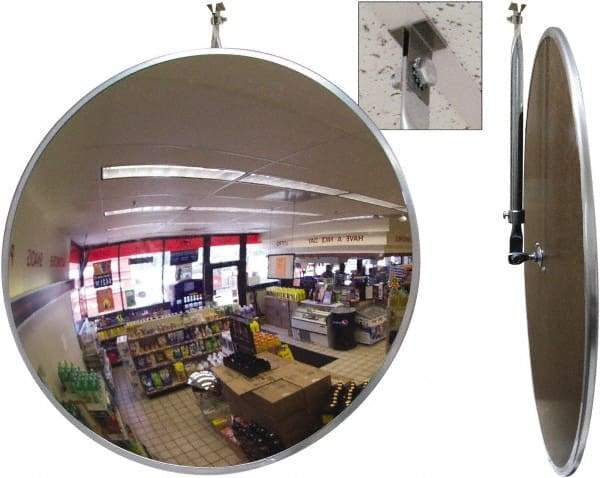 Se-Kure Domes&Mirrors - Indoor Round Convex Safety, Traffic & Inspection Mirrors - Acrylic Lens, Hardboard Backing, 26" Diam, 26' Max Covered Distance - Industrial Tool & Supply