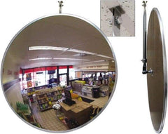 Se-Kure Domes&Mirrors - Indoor Round Convex Safety, Traffic & Inspection Mirrors - Acrylic Lens, Hardboard Backing, 26" Diam, 26' Max Covered Distance - Industrial Tool & Supply