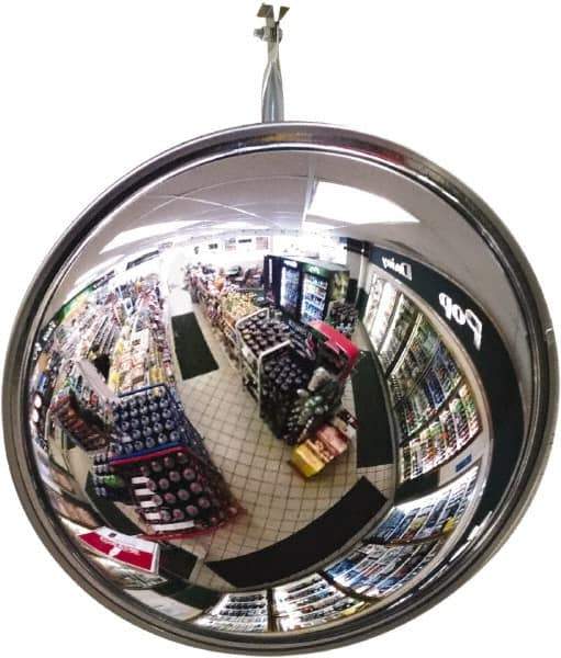 Se-Kure Domes&Mirrors - Indoor Round Convex Safety, Traffic & Inspection Mirrors - Acrylic Lens, Hardboard Backing, 24" Diam, 72' Max Covered Distance - Industrial Tool & Supply