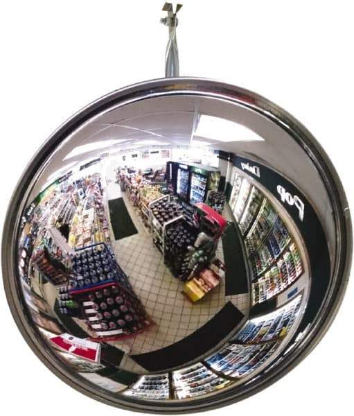 Se-Kure Domes&Mirrors - Indoor Round Convex Safety, Traffic & Inspection Mirrors - Acrylic Lens, Hardboard Backing, 16" Diam, 48' Max Covered Distance - Industrial Tool & Supply