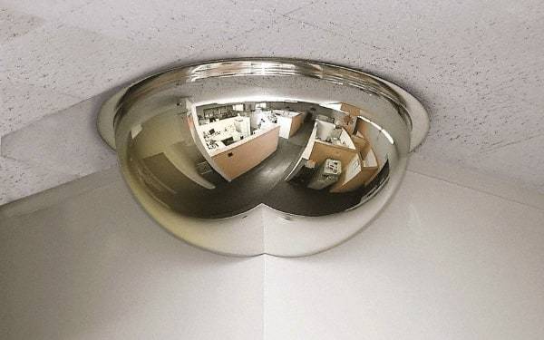 Se-Kure Domes&Mirrors - Indoor Round Dome Safety, Traffic & Inspection Mirrors - Acrylic Lens, 18" Diam, 18' Max Covered Distance - Industrial Tool & Supply
