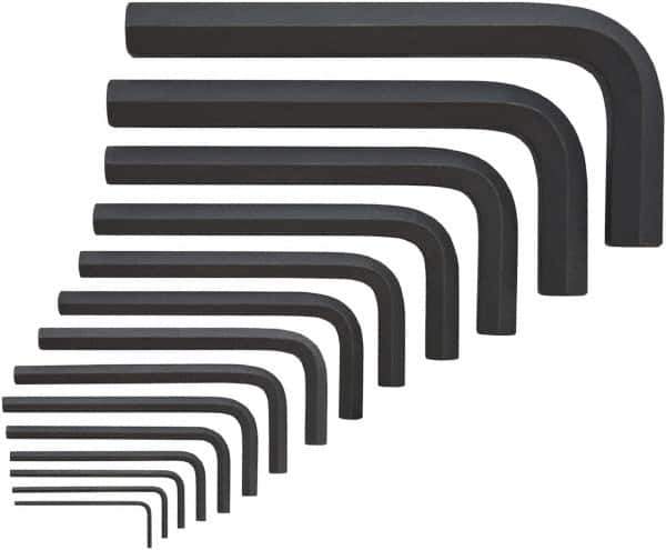 Bondhus - 14 Piece, L-Key Mini Hex Key Set - 2 to 19mm Range, Protanium High Torque Steel - Industrial Tool & Supply