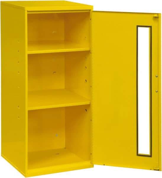 Durham - 2 Shelf Wall Storage Cabinet - Steel, 13-3/4" Wide x 12-3/4" Deep x 30" High, Yellow - Industrial Tool & Supply