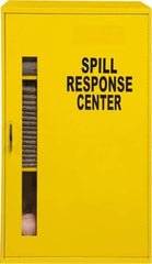 Durham - 1 Door, 2 Shelf, Yellow Steel Wall Mount Spill Control/Respirator Safety Cabinet - 32-3/4" High x 19-7/8" Wide x 14-1/4" Deep, Manual Closing Door, Full Length Plexiglass Window - Industrial Tool & Supply