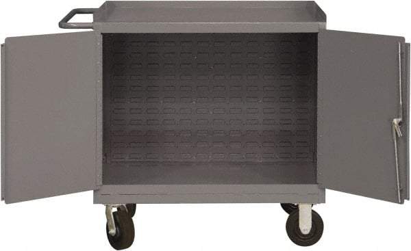 Durham - 2,000 Lb Capacity, 24" Wide x 36" Long x 40-1/2" High Mobile Cart - 2 Door, Steel, 2 Rigid/2 Swivel Casters - Industrial Tool & Supply