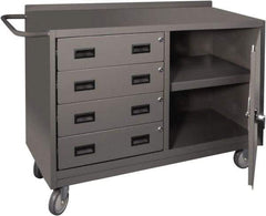 Durham - 1,200 Lb Capacity, 18" Wide x 48" Long x 30-3/4" High Mobile Cart - 1 Door, 4 Drawer, 1 Shelf, Steel, 2 Rigid/2 Swivel Casters - Industrial Tool & Supply