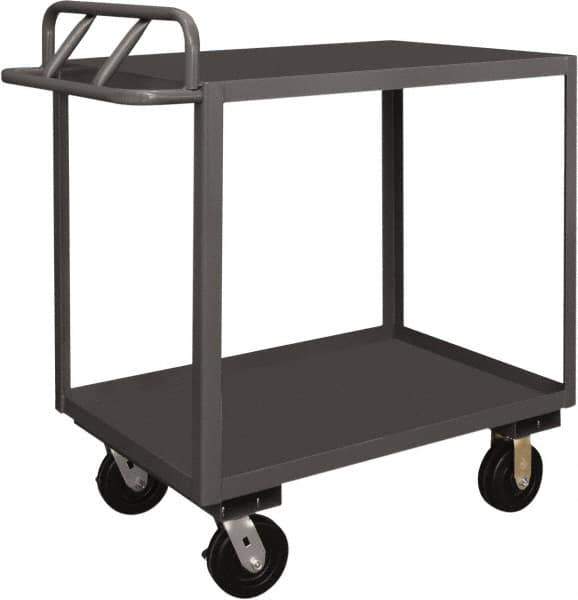 Durham - 3,600 Lb Capacity, 24" Wide x 48" Long x 37-5/8" High Service Cart - 2 Shelf, Steel, 2 Rigid/2 Swivel Casters - Industrial Tool & Supply