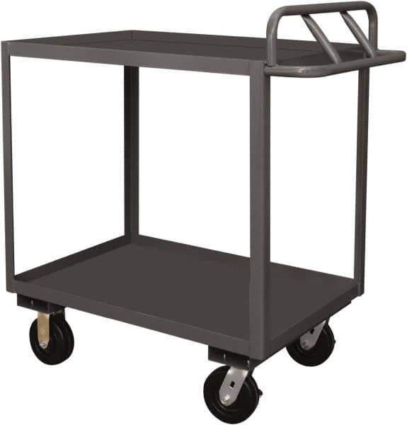 Durham - 3,600 Lb Capacity, 18" Wide x 30" Long x 39" High Service Cart - 2 Shelf, Steel, 2 Rigid/2 Swivel Casters - Industrial Tool & Supply