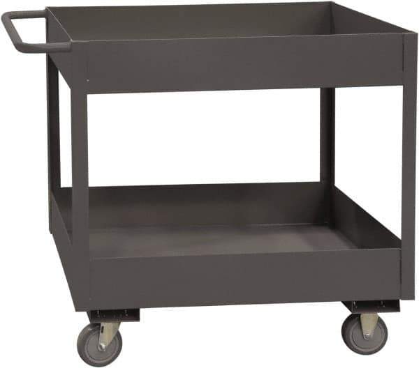 Durham - 3,600 Lb Capacity, 24" Wide x 48" Long x 39-1/16" High Service Cart - 2 Shelf, Steel, 2 Rigid/2 Swivel Casters - Industrial Tool & Supply
