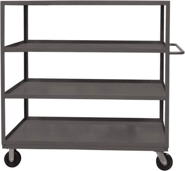 Durham - 3,000 Lb Capacity, 24" Wide x 48" Long x 59-1/2" High Service Cart - 4 Shelf, Steel, 2 Rigid/2 Swivel Casters - Industrial Tool & Supply