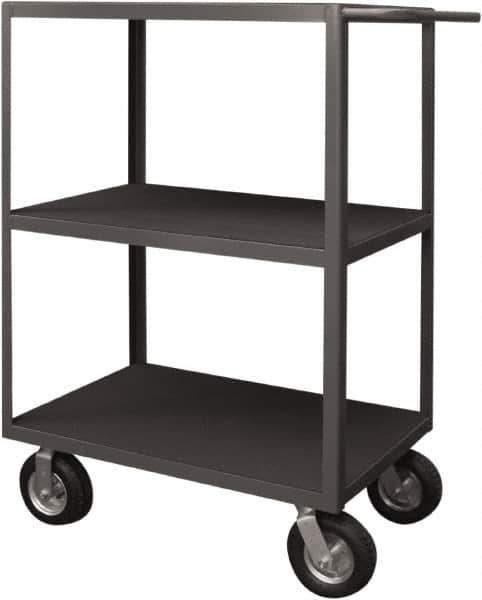 Durham - 1,200 Lb Capacity, 24" Wide x 36" Long x 50" High Instrument Cart - 3 Shelf, Steel, 2 Rigid/2 Swivel Casters - Industrial Tool & Supply