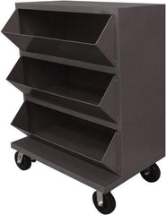 Durham - 2,400 Lb Capacity, 24" Wide x 36" Long x 49-1/4" High Storage Bin Cart - 3 Slot, Steel, 2 Rigid/2 Swivel Casters - Industrial Tool & Supply