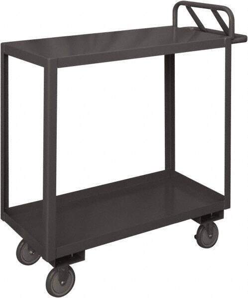 Durham - 1,200 Lb Capacity, 18" Wide x 36" Long x 37-5/8" High Service Cart - 2 Shelf, Steel, 2 Rigid/2 Swivel Casters - Industrial Tool & Supply