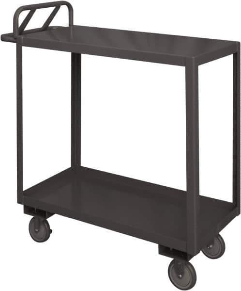 Durham - 1,200 Lb Capacity, 30" Wide x 48" Long x 38" High Service Cart - 2 Shelf, Steel, 2 Rigid/2 Swivel Casters - Industrial Tool & Supply
