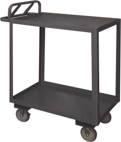 Durham - 1,200 Lb Capacity, 30" Wide x 60" Long x 29" High Service Cart - 2 Shelf, Steel, 2 Rigid/2 Swivel Casters - Industrial Tool & Supply