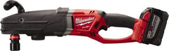 Milwaukee Tool - 18 Volt 7/16" Chuck Right Angle Handle Cordless Drill - 0-1200 RPM, Reversible, 2 Lithium-Ion Batteries Included - Industrial Tool & Supply