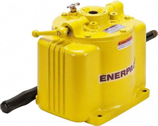 Enerpac - 1 Stage, 1-1/2" Piston Diam, 1/4 NPTF, 0.58 Cu In Per Stroke, Manual Hydraulic Pump - 200 Cu In Reservoir, 1-1/2" Piston Stroke, 2,500 psi First Stage - Industrial Tool & Supply