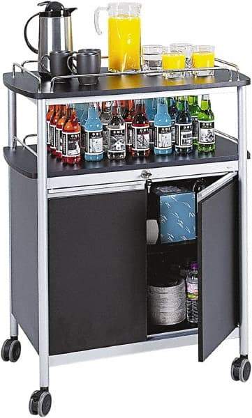 Safco - 50 Lb Capacity, 33-1/2" Wide x 21-3/4" Long x 43" High Mobile Cart - 2 Door, 1 Drawer, 1 Shelf, Steel, 4 Swivel Casters - Industrial Tool & Supply