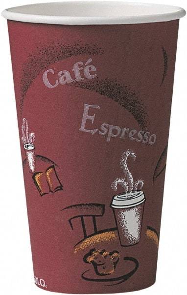 Solo - Bistro Design Hot Drink Cups, Paper, 16 oz, 300/Carton - Maroon - Industrial Tool & Supply