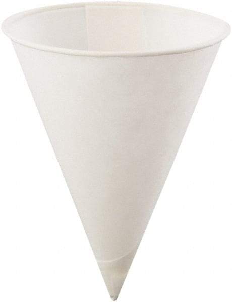 Konie - Poly-Bag Rolled-Rim Paper Cone Cups, 4 oz, 5000/Carton - White - Industrial Tool & Supply