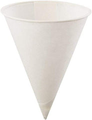 Konie - Poly-Bag Rolled-Rim Paper Cone Cups, 4 oz, 5000/Carton - White - Industrial Tool & Supply