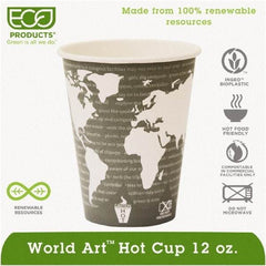 ECO PRODUCTS - World Art Renewable Compostable Hot Cups, 12 oz, 50/PK, 20 PK/CT - World Art Design - Industrial Tool & Supply