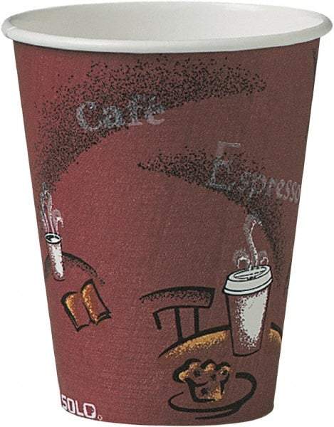Solo - Bistro Design Hot Drink Cups, Paper, 8 oz, 500/Carton - Maroon - Industrial Tool & Supply