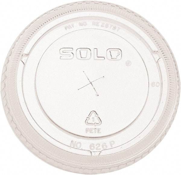 Solo - PETE Flat Straw-Slot Cold Cup Lids, Fits 16-24 oz, 100/Pack, 10 Packs/Carton - Clear - Industrial Tool & Supply