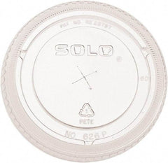 Solo - PETE Flat Straw-Slot Cold Cup Lids, Fits 16-24 oz, 100/Pack, 10 Packs/Carton - Clear - Industrial Tool & Supply