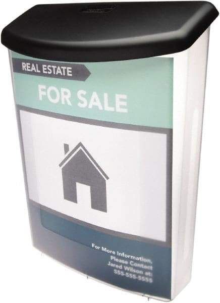 Deflect-o - 10" Wide x 4-1/2" Deep x 13-1/8" High, 1 Compartment, Polypropylene Outdoor Literature Box - Clear/Black, 9" Compartment Width x 3-1/2" Compartment Depth x 11" Compartment Height - Industrial Tool & Supply