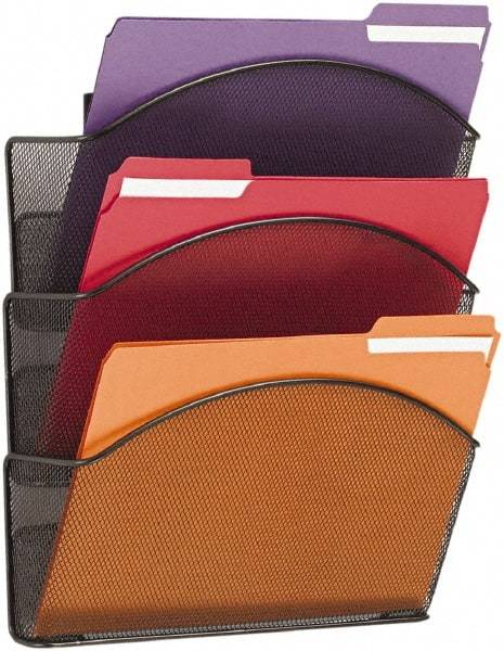 Safco - 12" Wide x 3-1/4" Deep x 17-1/4" High, 3 Compartments, Steel Wall File - Black, 12" Compartment Width x 3-1/4" Compartment Depth x 9" Compartment Height - Industrial Tool & Supply