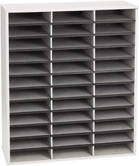 FELLOWES - 29" Wide x 11-7/8" Deep x 34-11/16" High, 36 Compartments, Corrugated Fiberboard & Laminated Literature Organizer - Dove Gray, 9" Compartment Width x 2-1/2" Compartment Depth x 11" Compartment Height - Industrial Tool & Supply