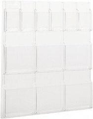 Safco - 30" Wide x 2" Deep x 34-3/4" High, 12 Compartments, Plastic Literature Display Board - Clear, 9-1/2" Compartment Width x 2" Compartment Depth x 9" Compartment Height - Industrial Tool & Supply