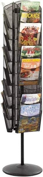 Safco - 15" Wide x 16-1/2" Deep x 66" High, 30 Compartments, Steel Rotary Literature Rack - Black, 9-1/2" Compartment Width x 5" Compartment Depth x 10" Compartment Height - Industrial Tool & Supply