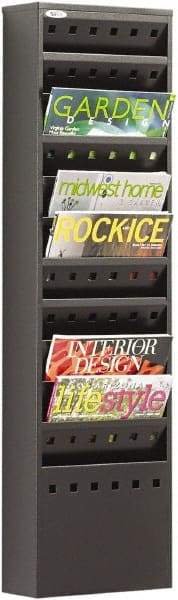 Safco - 10" Wide x 4" Deep x 36-1/4" High, 11 Compartments, Steel Magazine Stand - Black, 8-1/2" Compartment Width x 3-1/2" Compartment Depth x 10-1/4" Compartment Height - Industrial Tool & Supply