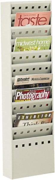 Safco - 10" Wide x 4" Deep x 36-1/4" High, 11 Compartments, Steel Magazine Stand - Gray, 8-1/2" Compartment Width x 3-1/2" Compartment Depth x 10-1/4" Compartment Height - Industrial Tool & Supply