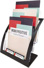 Deflect-o - 11-1/4" Wide x 6-15/16" Deep x 13-5/16" High, 3 Compartments, Polystyrene Magazine Stand - Black, 9-1/2" Compartment Width x 3-3/4" Compartment Depth x 11" Compartment Height - Industrial Tool & Supply