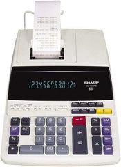 Sharp - Fluorescent Printing Calculator - 8-5/8 x 12-7/8 Display Size, White, AC Powered, 3.9" Long x 9.7" Wide - Industrial Tool & Supply