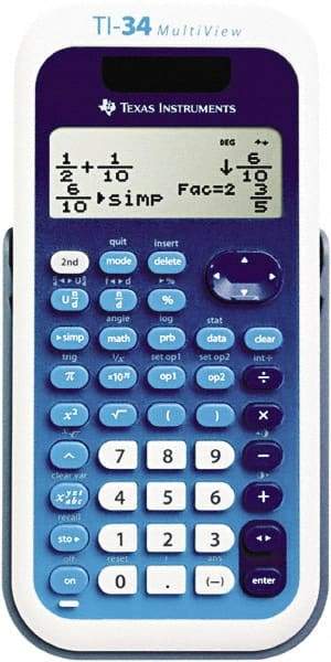 Texas Instruments - LCD Scientific Calculator - 3 x 5.8 Display Size, Blue & White, Battery & Solar Powered, 9.8" Long x 6.8" Wide - Industrial Tool & Supply