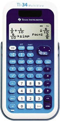 Texas Instruments - LCD Scientific Calculator - 3 x 5.8 Display Size, Blue & White, Battery & Solar Powered, 9.8" Long x 6.8" Wide - Industrial Tool & Supply