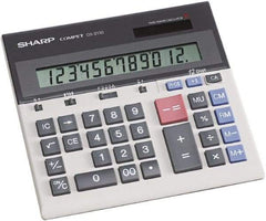 Sharp - LCD Portable Calculator - 7-1/4 x 6-7/8 Display Size, Light Gray, Battery & Solar Powered, 1.2" Long x 8.7" Wide - Industrial Tool & Supply