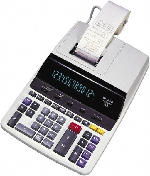 Sharp - Fluorescent Printing Calculator - 17mm Display Size, Light Gray, AC Powered, 16.1" Long x 10" Wide - Industrial Tool & Supply
