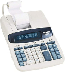 Victor - Fluorescent Printing Calculator - 8 x 11 Display Size, White, AC Powered, 6" Long x 11.4" Wide - Industrial Tool & Supply