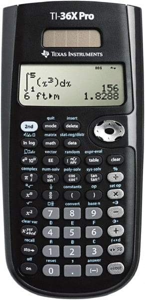 Texas Instruments - LCD Scientific Calculator - 3-3/8 x 7-1/4 Display Size, Black, Battery & Solar Powered, 9.7" Long x 6-1/2" Wide - Industrial Tool & Supply