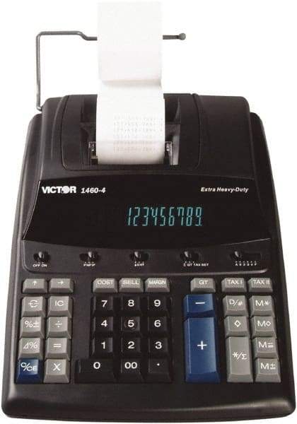 Victor - Fluorescent Printing Calculator - 8-1/2 x 12-1/4 Display Size, Black, AC Powered, 15.6" Long x 10-1/2" Wide - Industrial Tool & Supply