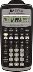 Texas Instruments - LCD Financial Calculator - 3 x 6 Display Size, Black, Battery Powered, 2.4" Long x 6-1/2" Wide - Industrial Tool & Supply