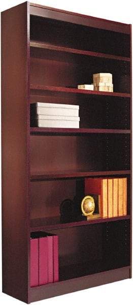 ALERA - 6 Shelf, 72" High x 35-5/8" Wide Bookcase - 11-1/2" Deep, Wood Veneer, Mahogany - Industrial Tool & Supply
