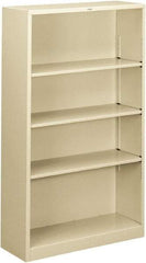 Hon - 4 Shelf, 59" High x 34-1/2" Wide Bookcase - 12-5/8" Deep, Steel, Putty - Industrial Tool & Supply